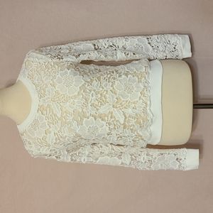 The Vintage Shop Floral Pattern White Lace Long Sleeve Top